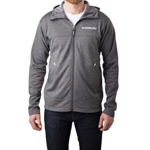 Karbon Full Zip Hoodie Mens Large (Slim Fit) Grey Lightweight Sweatshirt Shacket